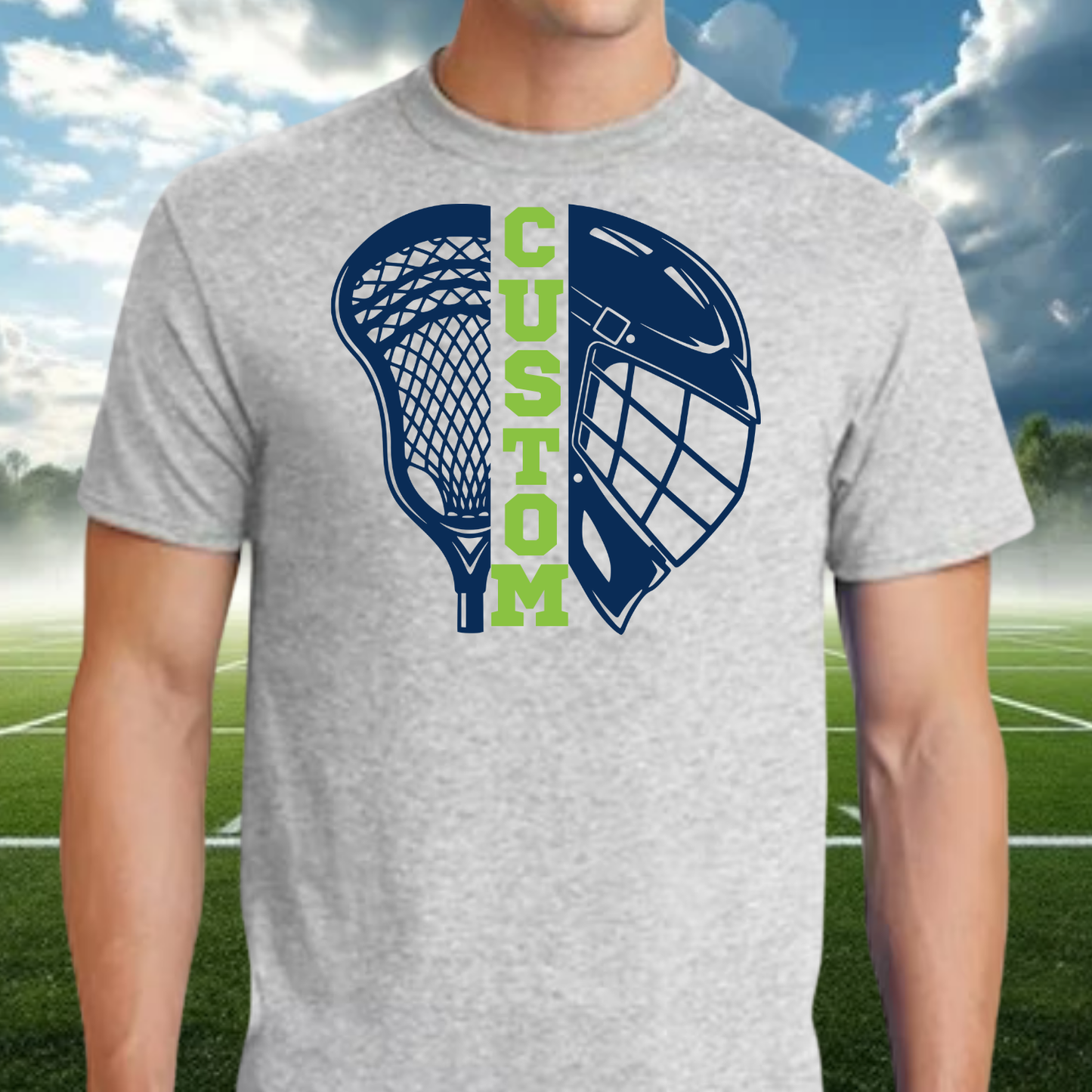 Custom Helmet & Stick T=Shirt