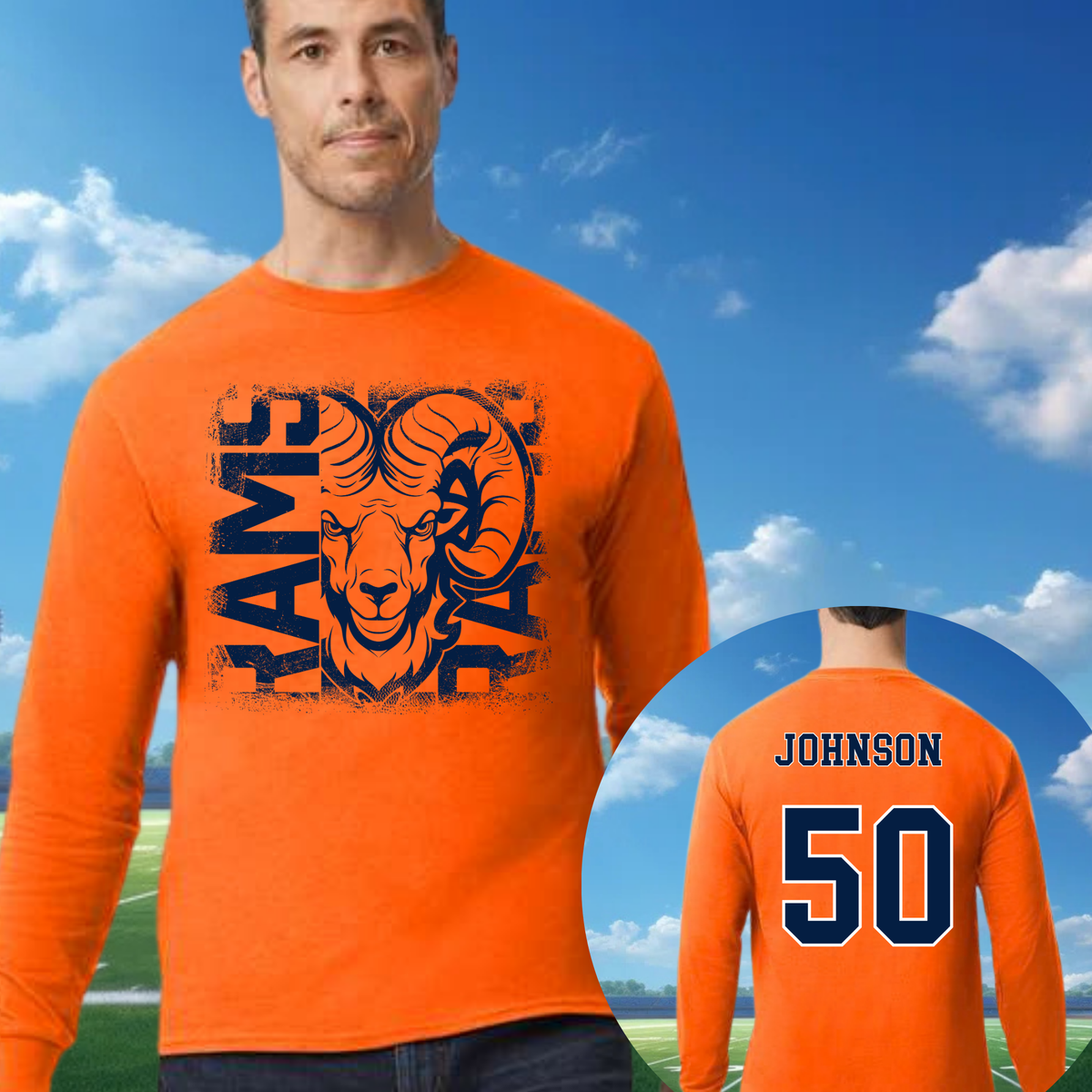 Stacked Rams on Orange