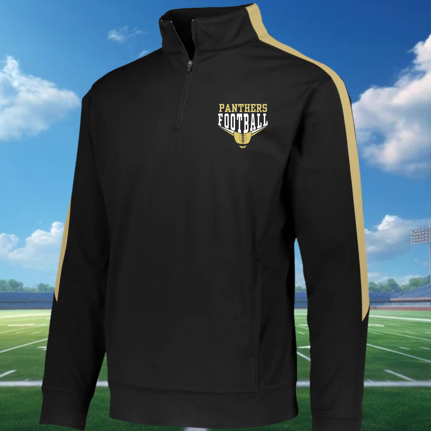 Black & Vegas Gold Medalist Quarter Zip Panthers Football