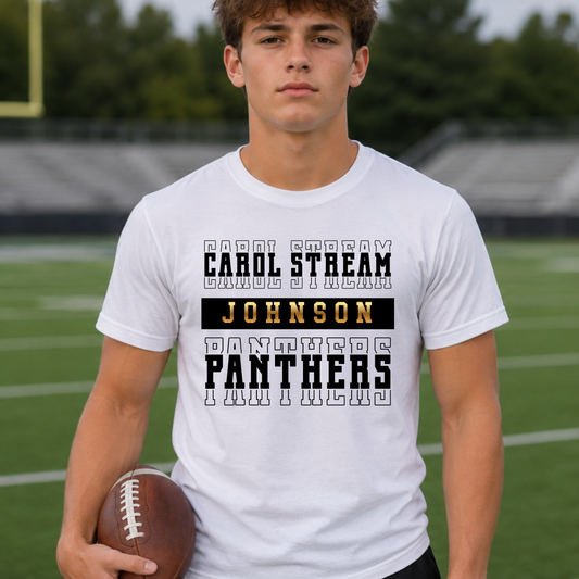 Black Stacked Carol Stream Panthers Custom