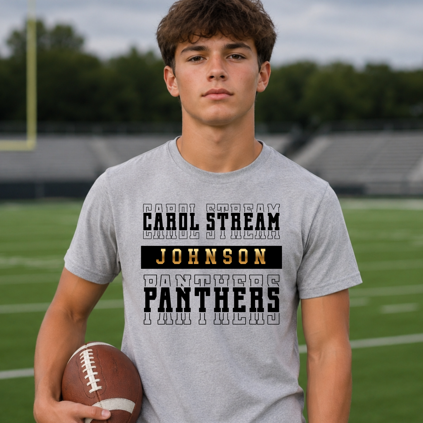 Black Stacked Carol Stream Panthers Custom