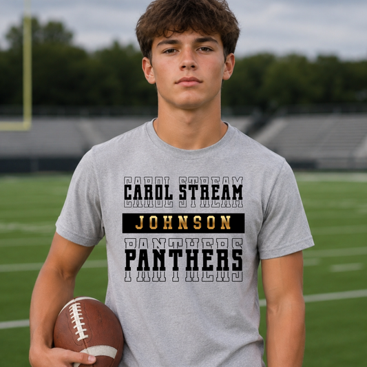 Black Stacked Carol Stream Panthers Custom