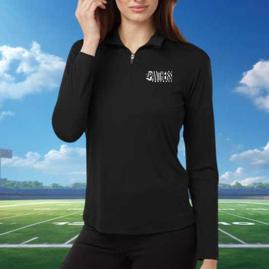 Women's Black Quarter Zip Panthers White