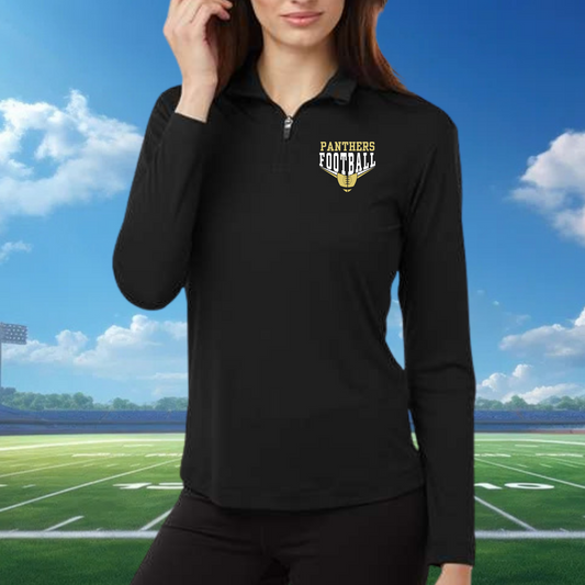 Women's Black Quarter Zip Panthers Football