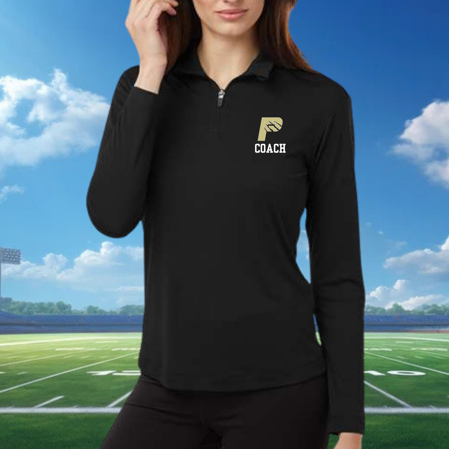Women's Black Quarter Zip P Coach