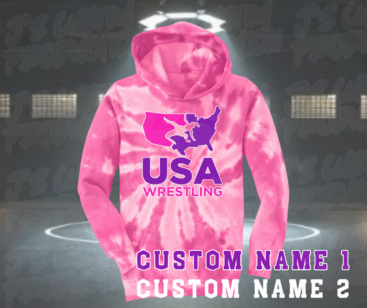 Tie Dye Girls USA Wrestling Hoodie